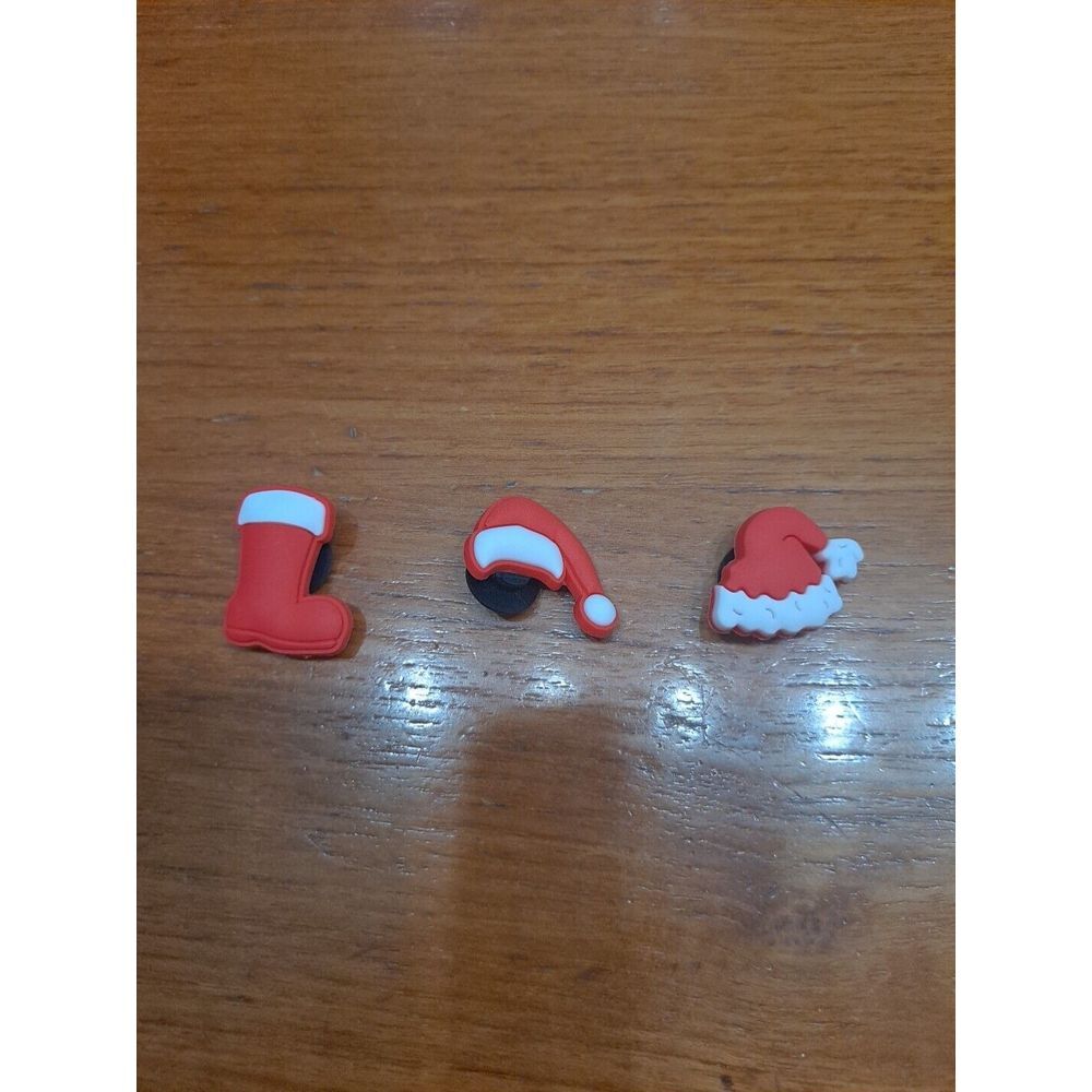 Lot Of 3 Christmas Holiday Themed Croc Charm Jibz Santa Hats And Boot